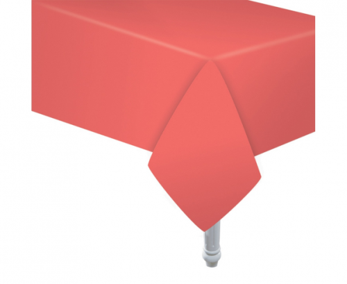 Paper tablecloth coral colour, size 132 x 183 cm