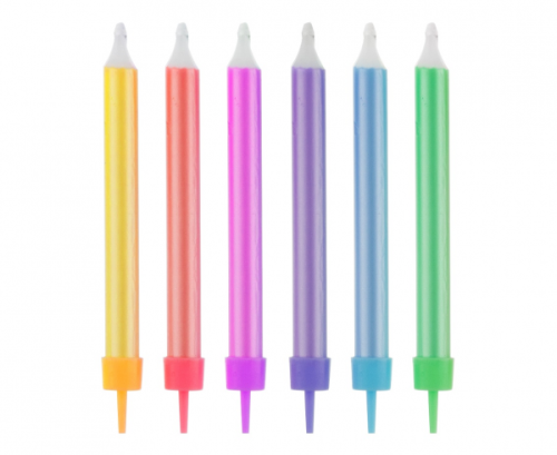 Colourful candles Jumbo, pearl colours assorted, 12 pcs