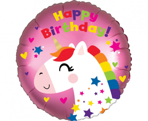 Foil balloon 18 cali CIR - Unicorn birthday