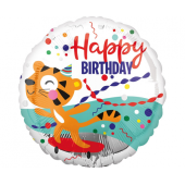 Foil balloon 18 cali CIR - Tiger happy birthday