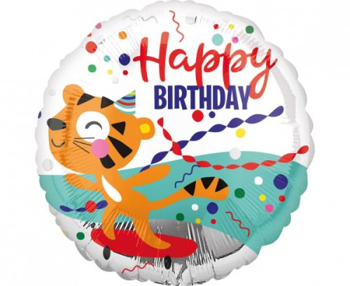 Foil balloon 18 cali CIR - Tiger happy birthday