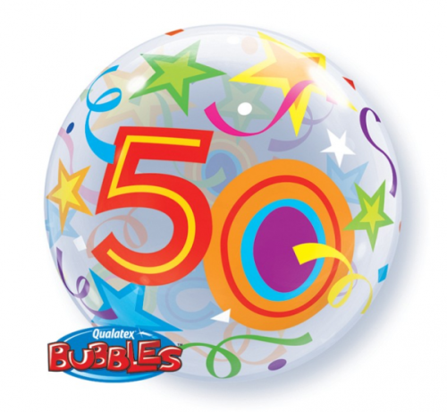 Воздушный шар фольгированный 22 "QL Bubble сингл" 50 дней рождения " Воздушный шар фольгированный 22 "QL Bubble сингл" 50 дней рождения "