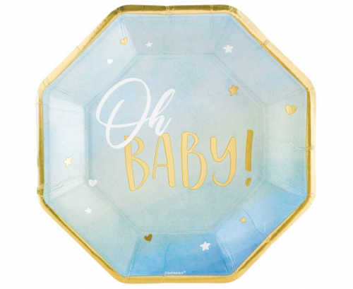 Paper plates Oh Baby, 27 cm, metallic blue, 8 pcs Paper plates Oh Baby, 27 cm, metallic blue, 8 pcs