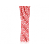 Paper straws magenta with dots, 6x197 mm / 250 pcs