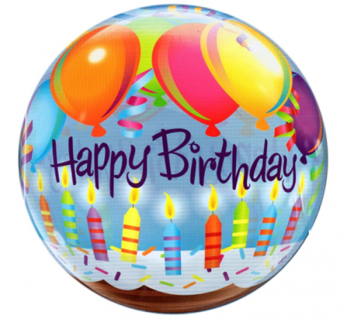 Folijas balons 22&quot; QL Bubble Polight &quot;Daudz laimes dzimšanas dienā&quot;