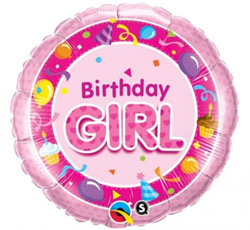 Balloon foil 18 inches QL CiR Birthday Girl with pictures