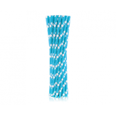 Paper drinking straws, blue, polka dots, 6x197mm / 24 pcs