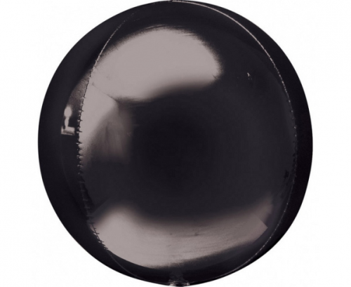 Foil balloon 15 inches ORBZ - ball black / 1 pc.