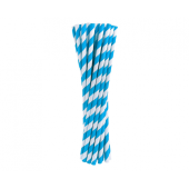 Paper drinking straws, blue stripes, 6x197mm / 24 pcs