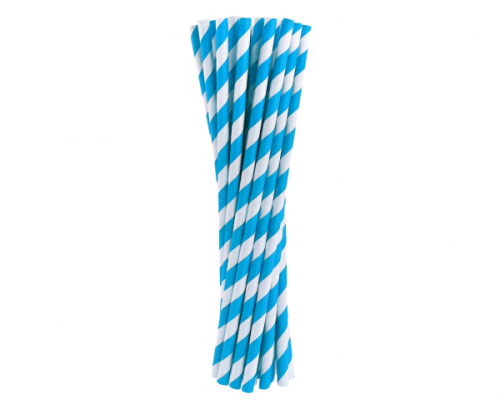 Paper drinking straws, blue stripes, 6x197mm / 24 pcs Paper drinking straws, blue stripes, 6x197mm / 24 pcs