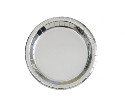Paper plates, silver, 18 cm, 8 pcs.