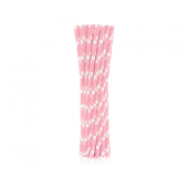 Paper drinking straws, light pink, polka dots, 6x197mm / 24 pcs