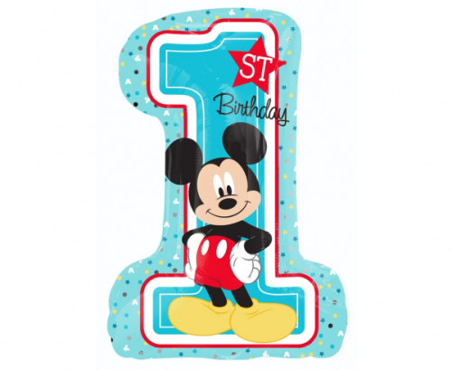Folijas balons 36&quot; SHP — &quot;Micky Mouse 1st Birthday&quot;