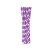 Paper drinking straws, lavender, polka dots, 6x197mm / 24 pcs