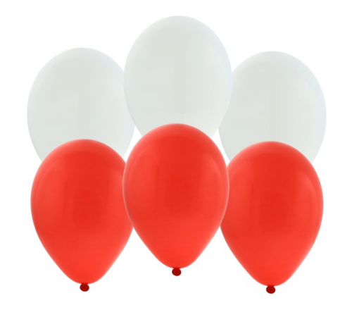 Воздушный шар красно-белый, ПЗПН 10 шт.
