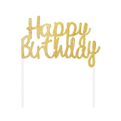 Украшение из бумаги Happy Birthday, золото, 11x14 см