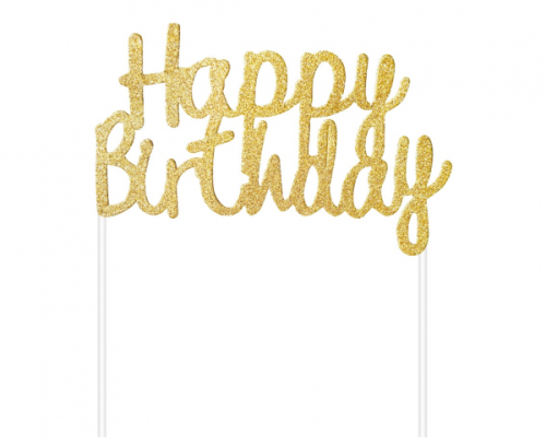 Papīra rotājums Daudz laimes dzimšanas dienā, zelts, 11x14 cm