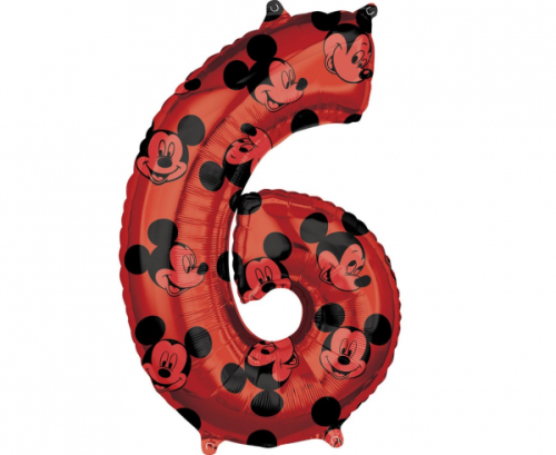 Folija balona cipars 6 Minnie Mouse, sarkans, 66 cm
