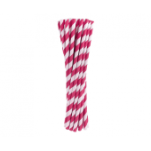Paper drinking straws, magenta stripes, 6x197mm / 24 pcs