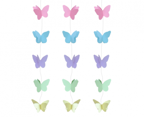 Hanging decoration Pastel Butterfly, size 7.5 cm, length 200 cm Hanging decoration Pastel Butterfly, size 7.5 cm, length 200 cm