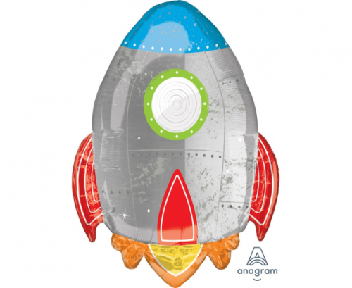 Foil balloon Blast off Birthday Rocket, packed, 53x73 cm