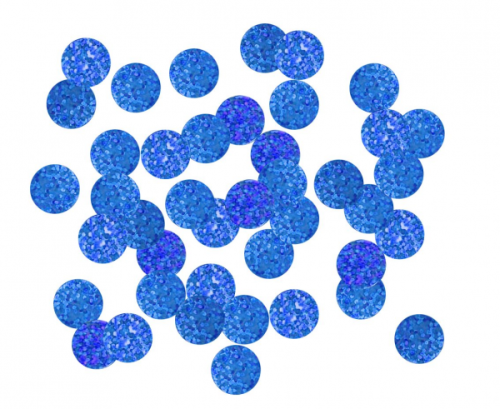 Folijas konfeti Apļi, 2 cm, 250g, hologrāfiski zils