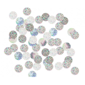 Folijas konfeti apļi, 2 cm, 250g, hologrāfisks sudrabs