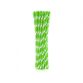Paper drinking straws, green, polka dots, 6x197mm / 24 pcs