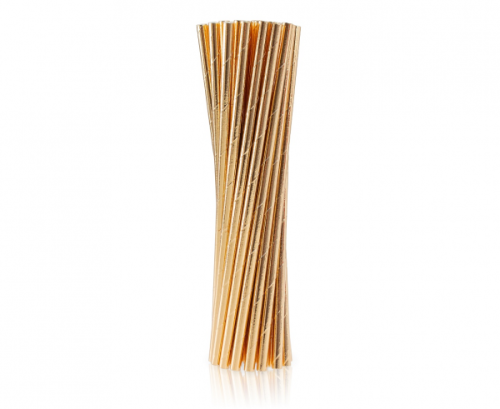 Paper drinking straws, rose-gold plain, 6x197mm / 24 pcs