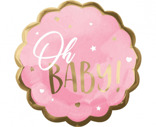 Folijas balons Jumbo - Baby Girl, rozā, 55x55 cm, iepakots