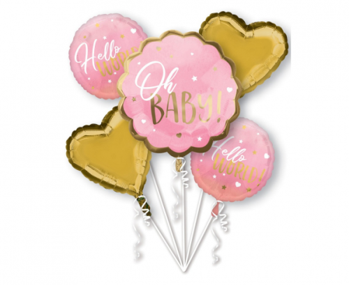 Balloon bouquet Baby Girl, pink, 5 pcs
