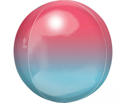 Foil balloon Ombre ball, red and blue