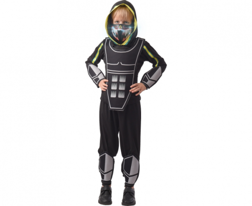 Costume for children Cyber Hero (hooded top, pants, sound reactive mask, armour, arm and leg guards), size 120/130 cm