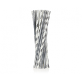 Paper straws, silver mix of two designs, 6x197mm / 24 pcs