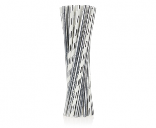 Paper straws, silver mix of two designs, 6x197mm / 24 pcs Paper straws, silver mix of two designs, 6x197mm / 24 pcs