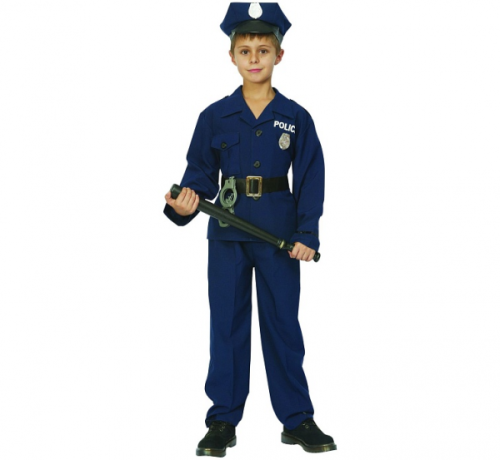 US Cop role-play set (shirt, belt, pants, hat), size 130/140 cm