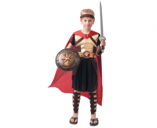 Costume for children Roman Knight (headpiece, cape, robe, leg guards, cuffs, belt), size 120/130 cm