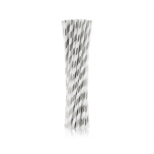Paper drinking straws, silver stripes, 6x197mm / 24 pcs