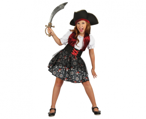 Costume for children Pirate Girl (hat, dress, belt), size 110/120 cm