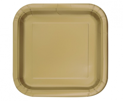 Paper plates, gold, 23 cm, square, 14 pcs. Paper plates, gold, 23 cm, square, 14 pcs.