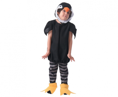 Costume for children penguin (hood, shirt, pants, foot covers), size 92/104 cm