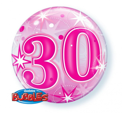 Воздушный шар из фольги 22 "QL Bubble Number 30 stars розовый
