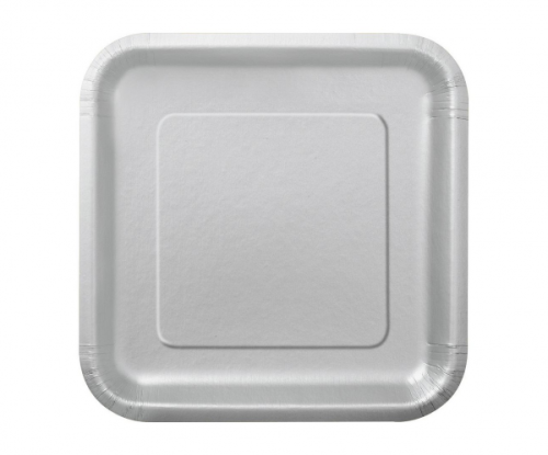 Paper plates, silver, square, 18 cm, 16 pcs. Paper plates, silver, square, 18 cm, 16 pcs.