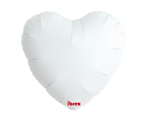 Ibrex hēlija balons, Sirds 18", Metallic White, 5 gab.