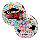 Foil balloon 22 inches QL Bubble Polight Congrats Grad Caps & Triangles