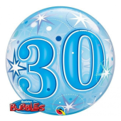 Folija balons 22&quot; QL Bubble singls &quot;30 star blue&quot;