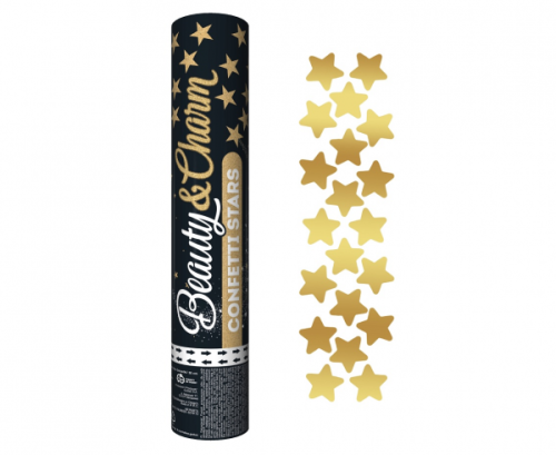 Confetti cannon Gold Stars (3 cm), 30 cm