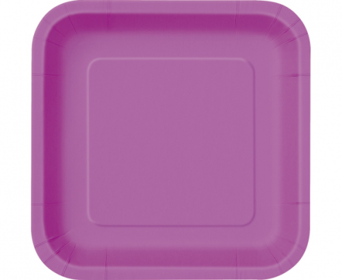 Paper plates, violet , 23 cm, square, 14 pcs.