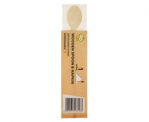 Eco-friendly collection - wooden spoon and napkin, 1 set