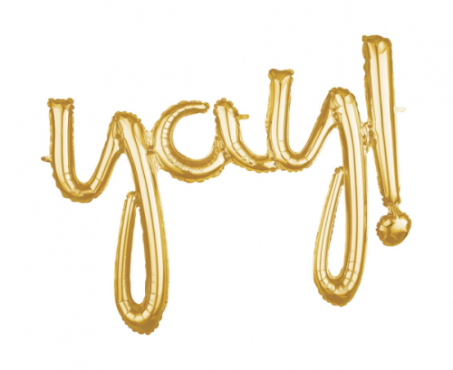 Foil balloon script phrase Yay! Foil balloon script phrase Yay!
